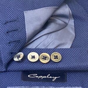 Coppley Sport Coat Mens 44T Dark Blue Silk Cotton Hopsack Blazer Made in Canada